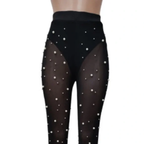 Hot Delicious Sexy Sheer mesh Pearl pants